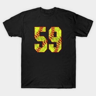 Fastpitch Softball Number 59 #59 Softball Shirt Jersey Uniform Favorite Player Biggest Fan T-Shirt